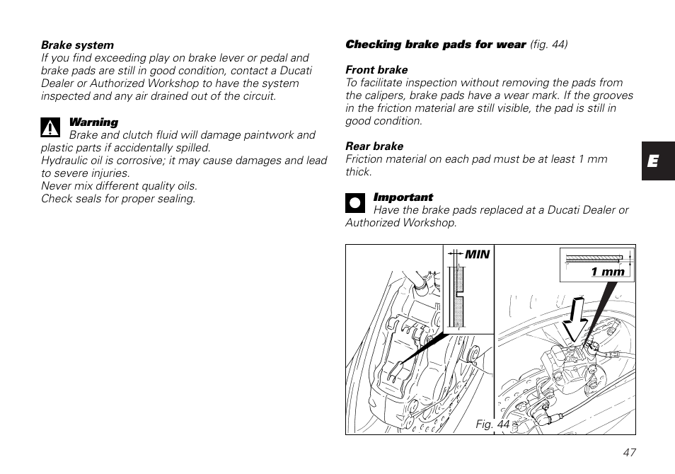 Ducati MONSTER 620 User Manual | Page 47 / 84