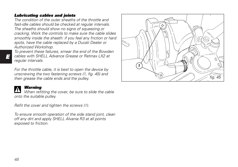 Ducati MONSTER 620 User Manual | Page 48 / 84