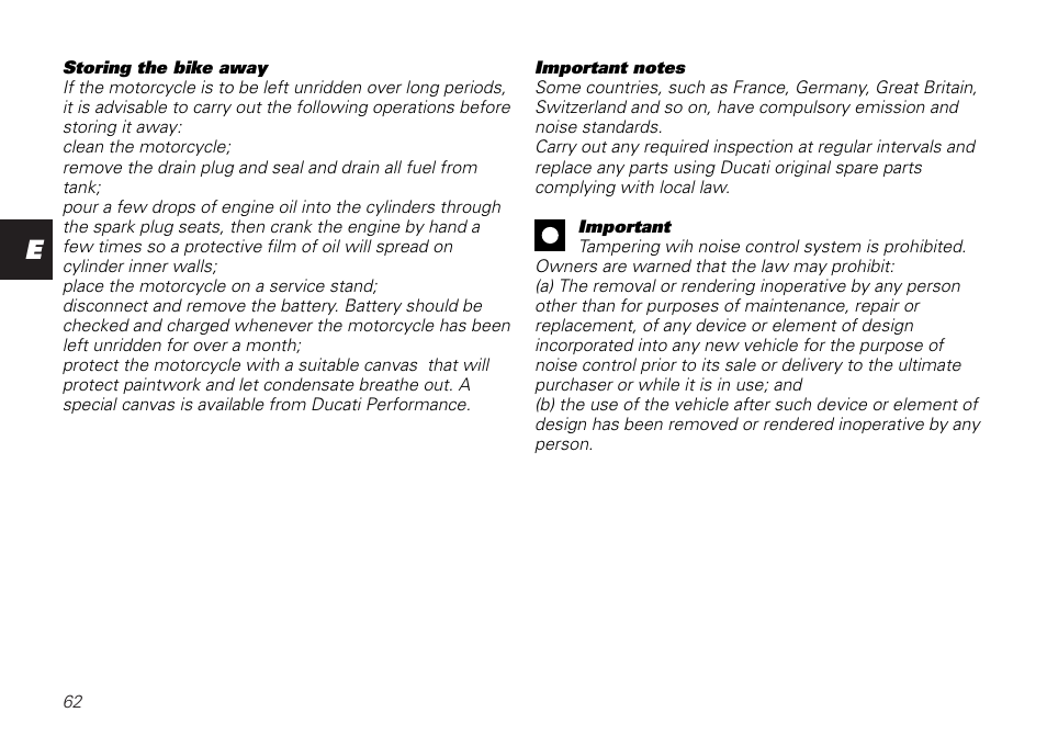 Ducati MONSTER 620 User Manual | Page 62 / 84