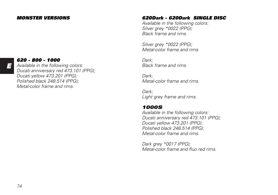 Ducati MONSTER 620 User Manual | Page 74 / 84