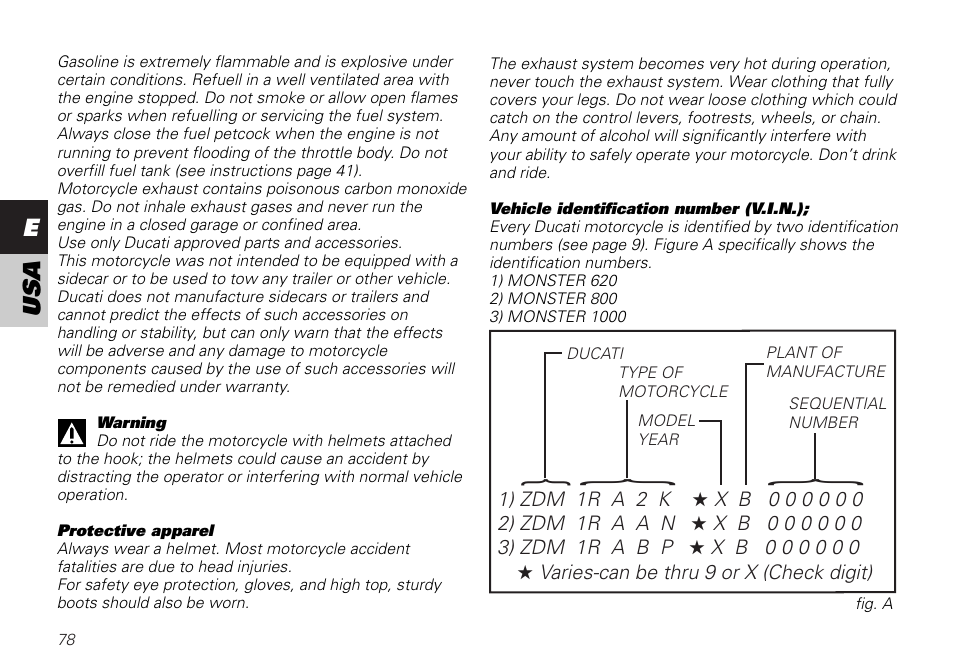 Ducati MONSTER 620 User Manual | Page 78 / 84