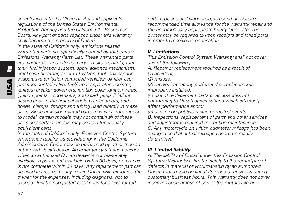 Eusa | Ducati MONSTER 620 User Manual | Page 82 / 84