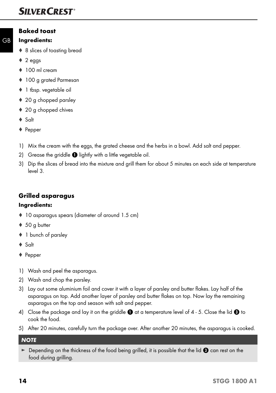 Silvercrest STGG 1800 A1 User Manual | Page 17 / 100