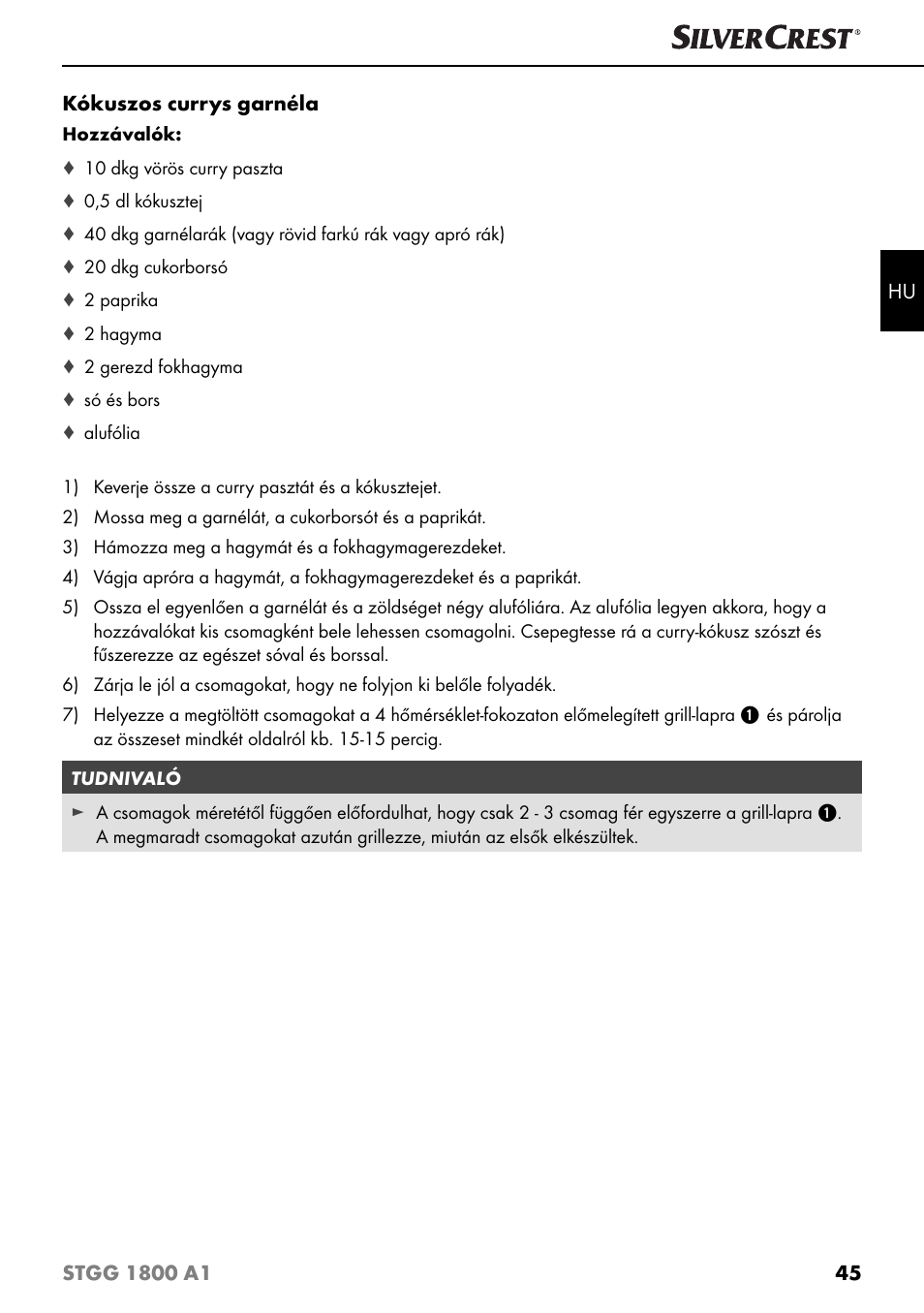 Silvercrest STGG 1800 A1 User Manual | Page 48 / 100