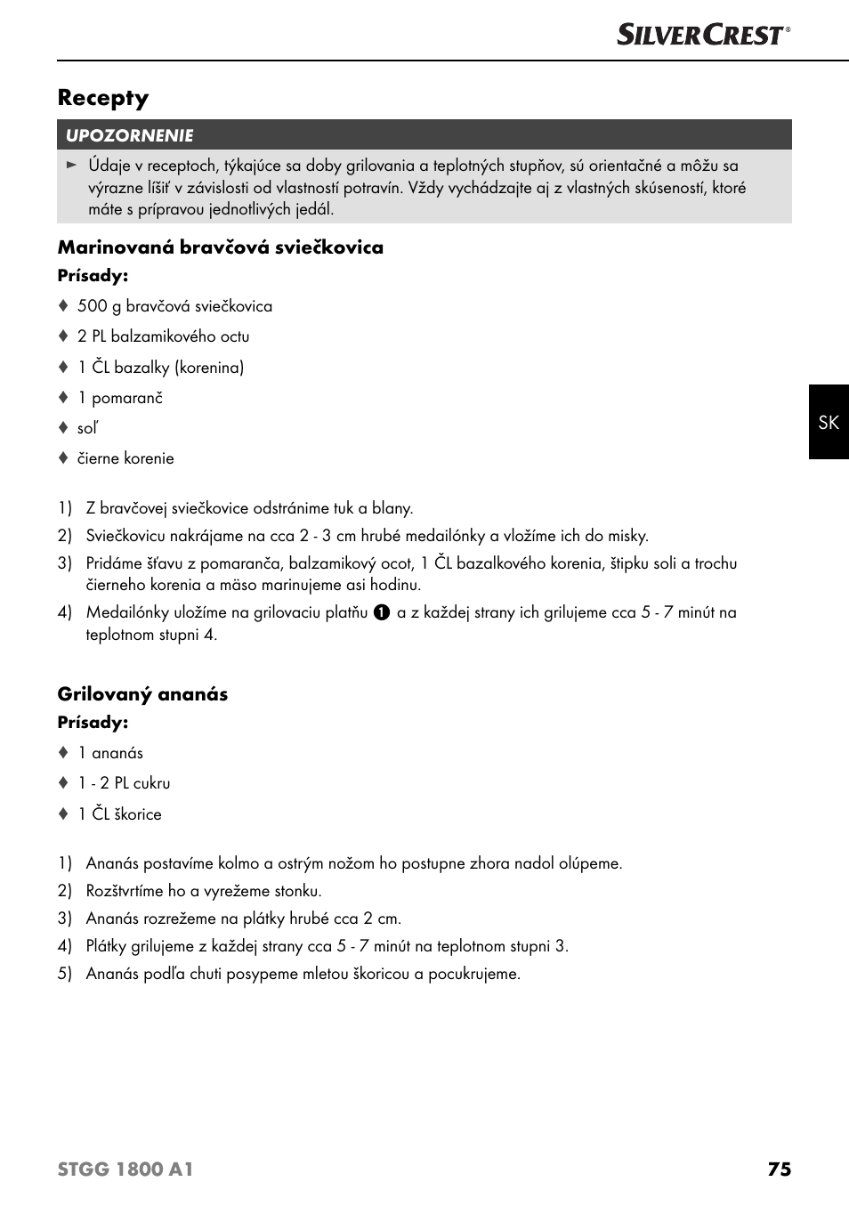 Recepty | Silvercrest STGG 1800 A1 User Manual | Page 78 / 100