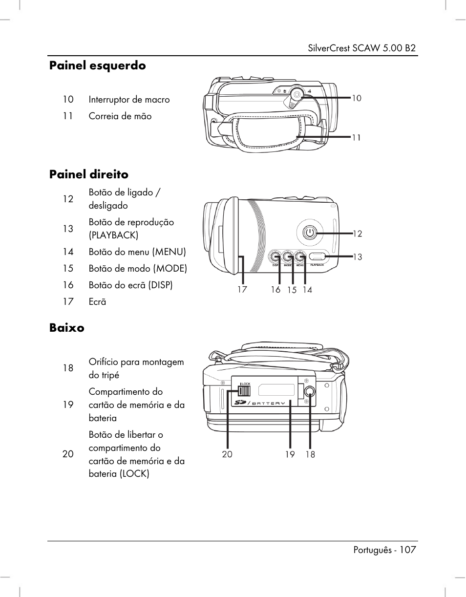 Painel esquerdo, Painel direito, Baixo | Silvercrest SCAW 5.00 B2 User Manual | Page 109 / 364