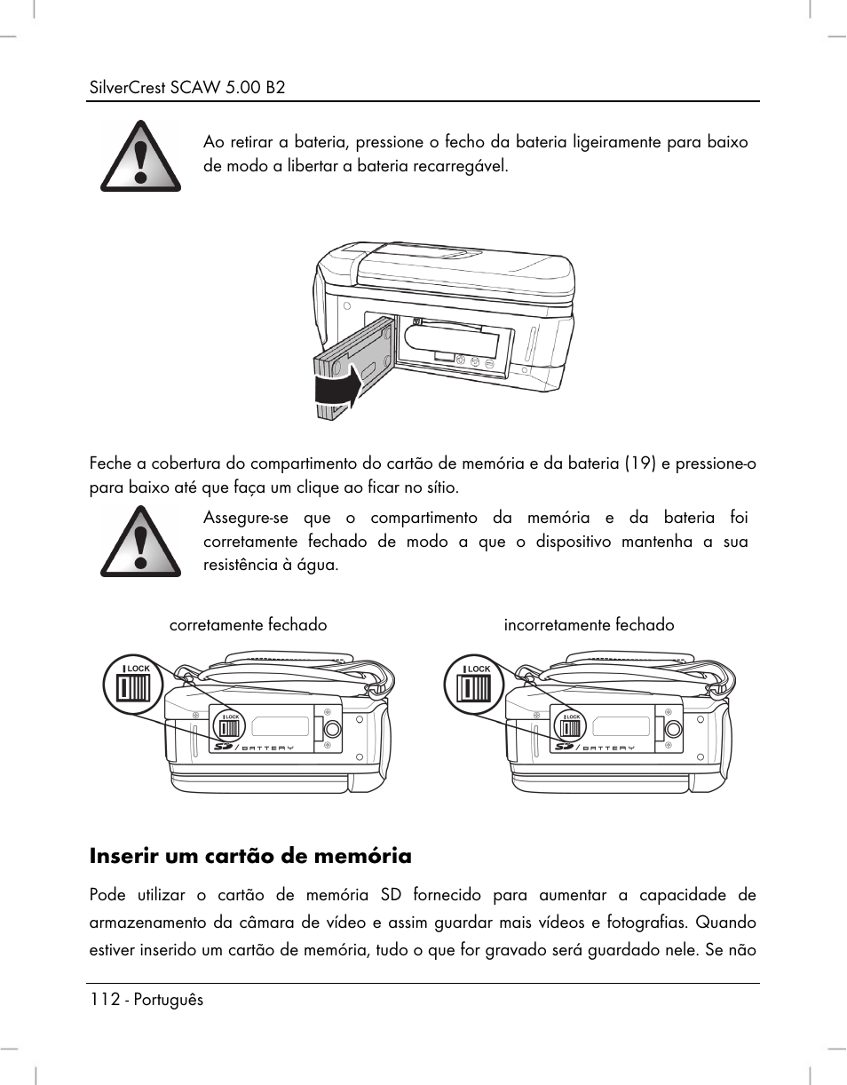 Inserir um cartão de memória | Silvercrest SCAW 5.00 B2 User Manual | Page 114 / 364