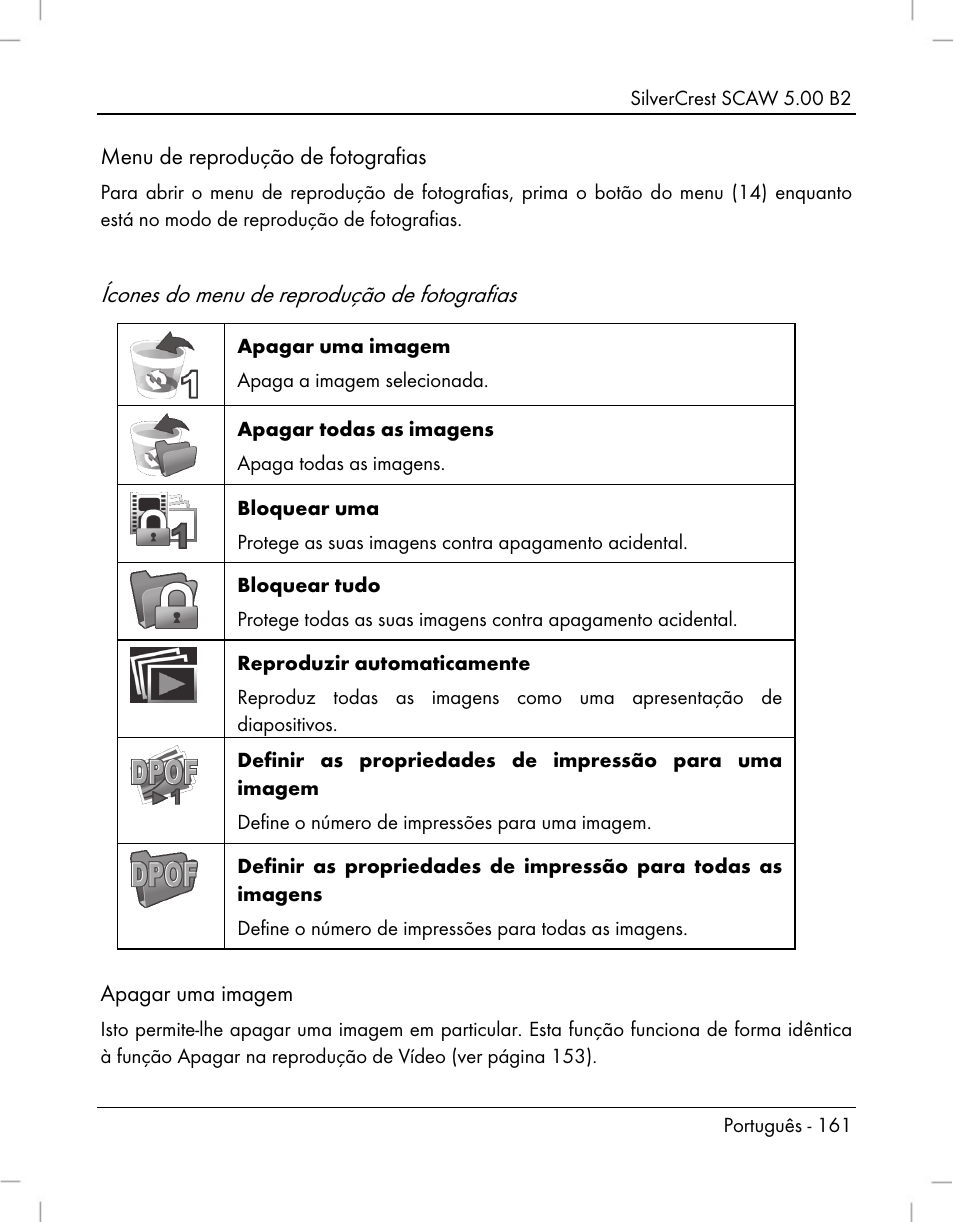 Ícones do menu de reprodução de fotografias | Silvercrest SCAW 5.00 B2 User Manual | Page 163 / 364