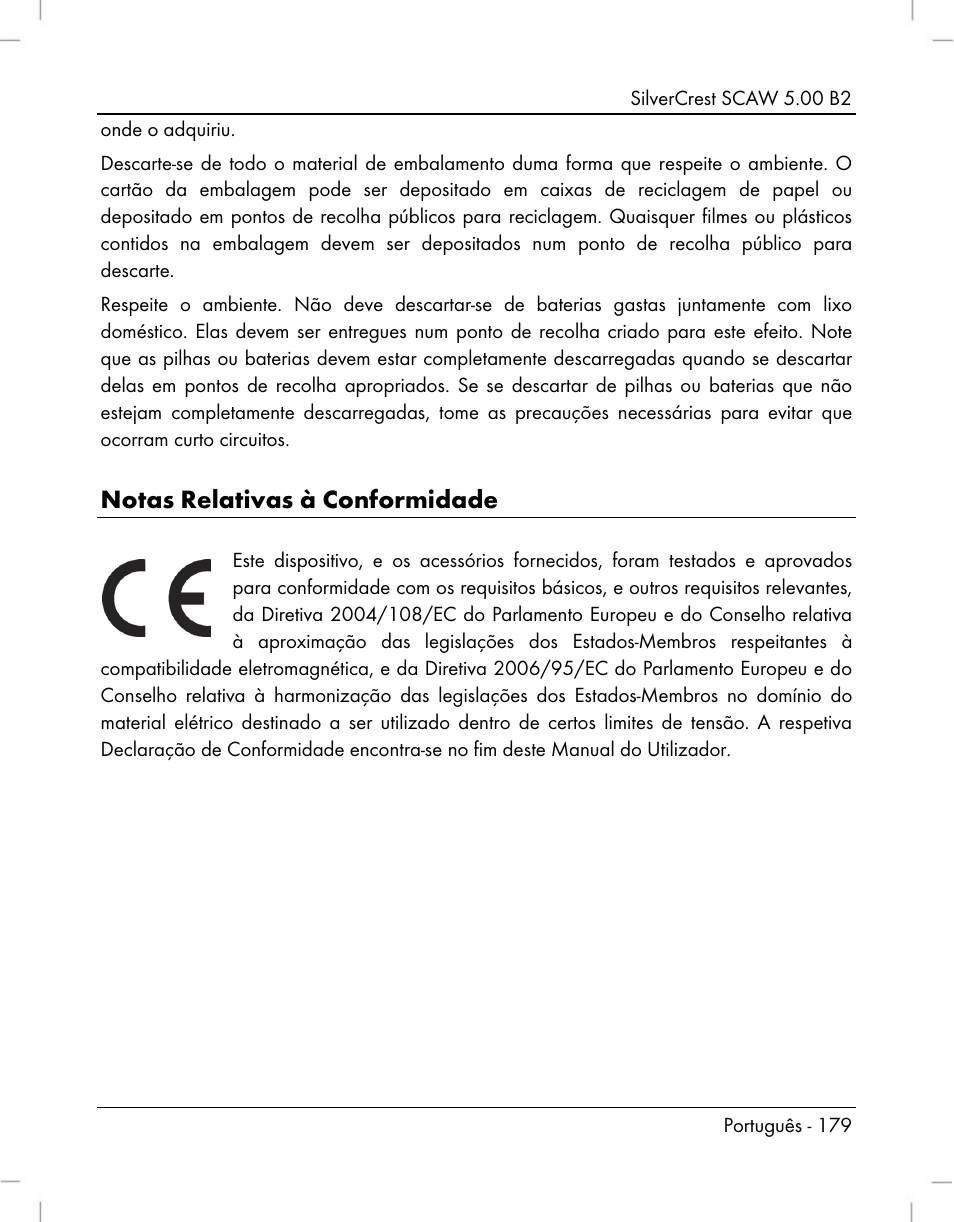 Notas relativas à conformidade | Silvercrest SCAW 5.00 B2 User Manual | Page 181 / 364