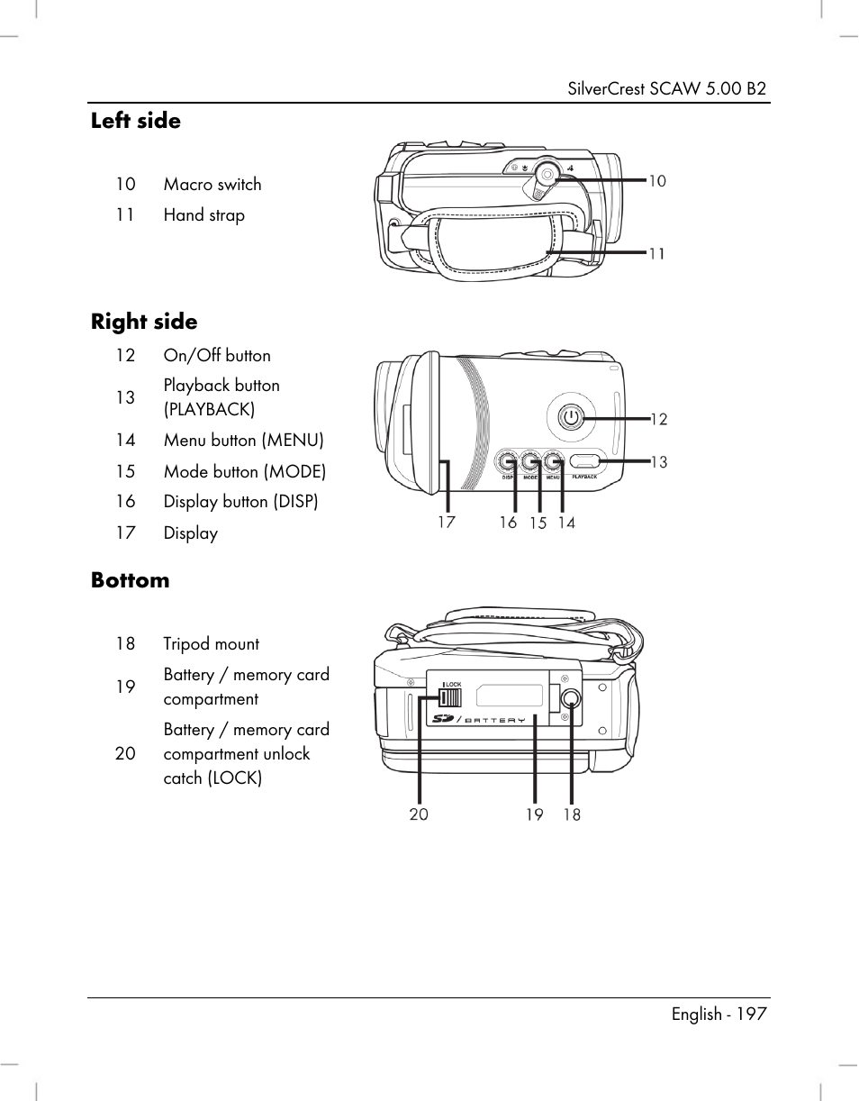 Left side, Right side, Bottom | Silvercrest SCAW 5.00 B2 User Manual | Page 199 / 364