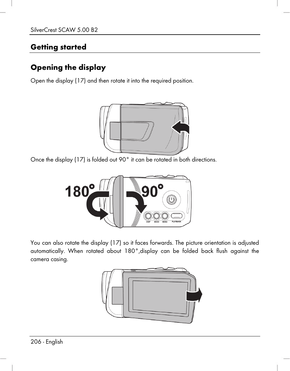 Getting started opening the display | Silvercrest SCAW 5.00 B2 User Manual | Page 208 / 364