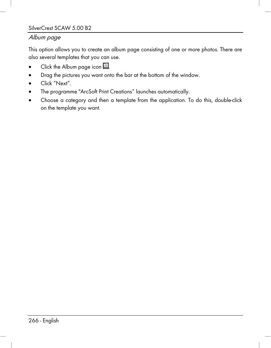 Album page | Silvercrest SCAW 5.00 B2 User Manual | Page 268 / 364