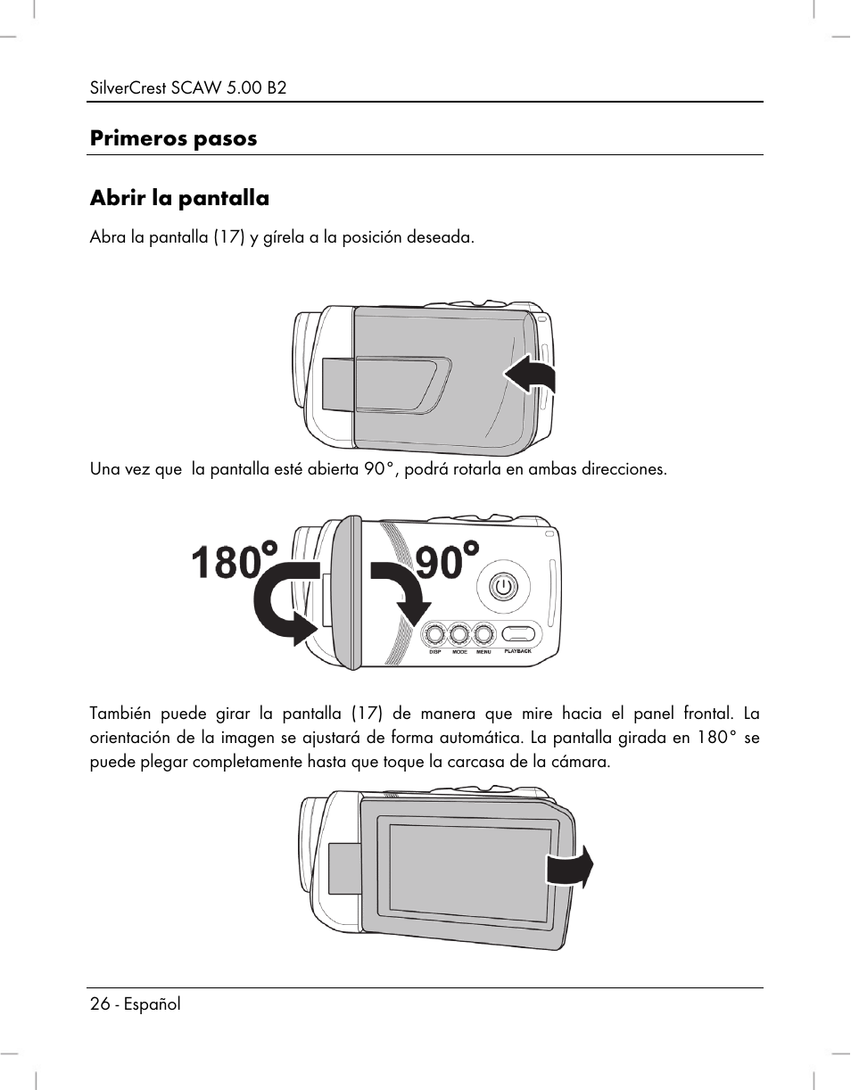 Primeros pasos abrir la pantalla | Silvercrest SCAW 5.00 B2 User Manual | Page 28 / 364