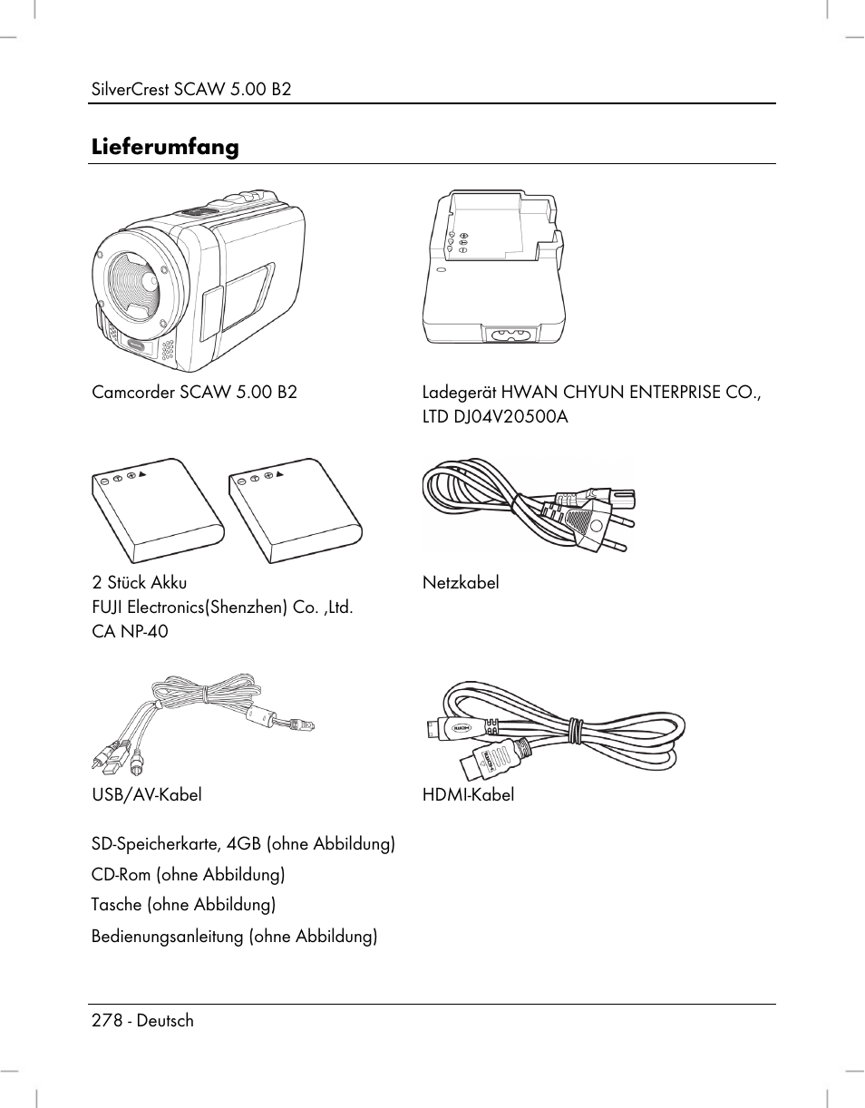 Lieferumfang | Silvercrest SCAW 5.00 B2 User Manual | Page 280 / 364