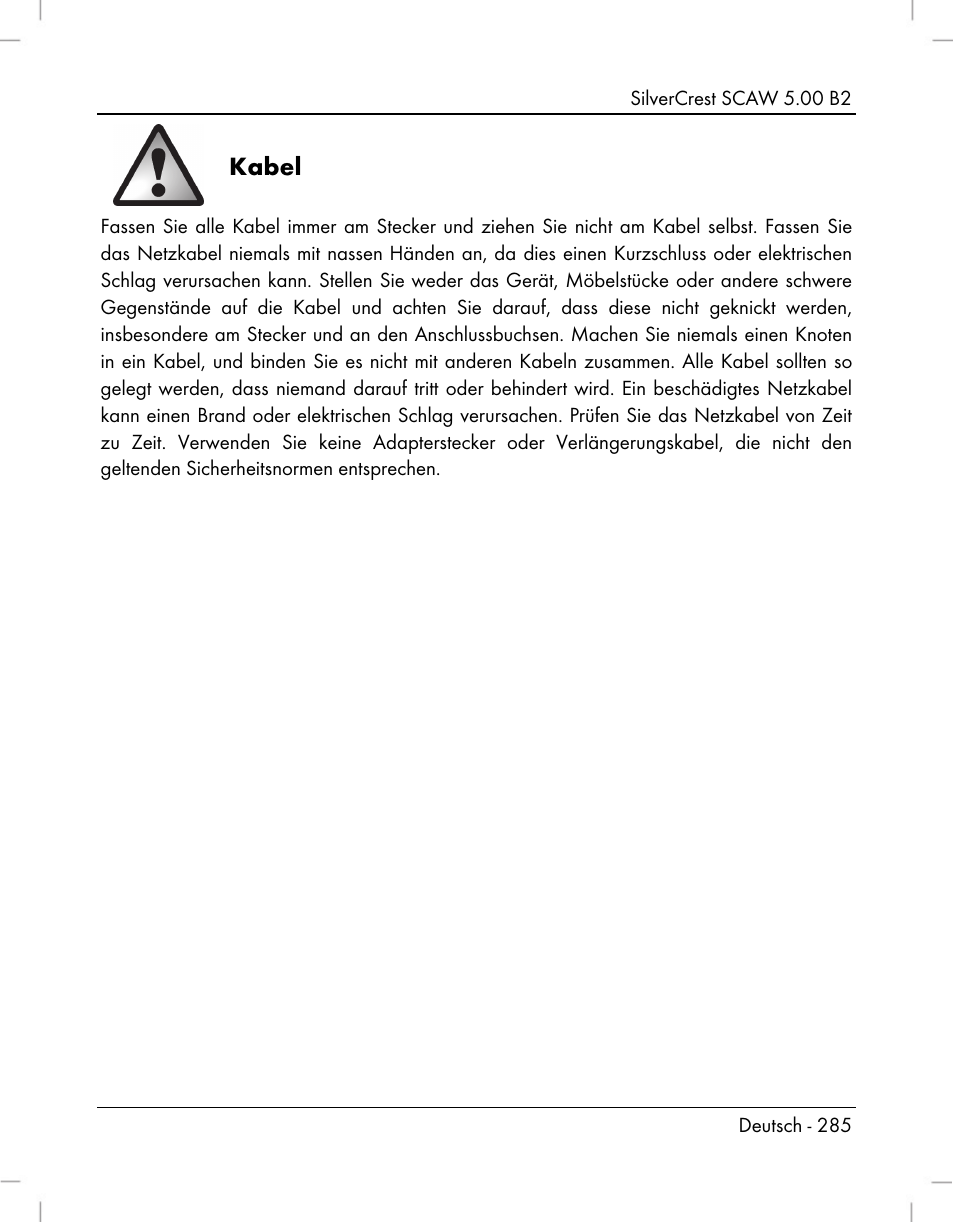 Kabel | Silvercrest SCAW 5.00 B2 User Manual | Page 287 / 364