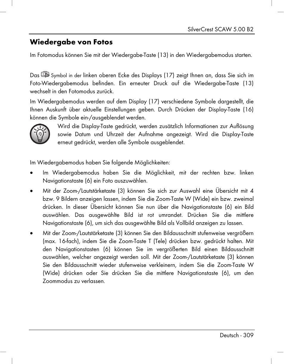 Wiedergabe von fotos | Silvercrest SCAW 5.00 B2 User Manual | Page 311 / 364