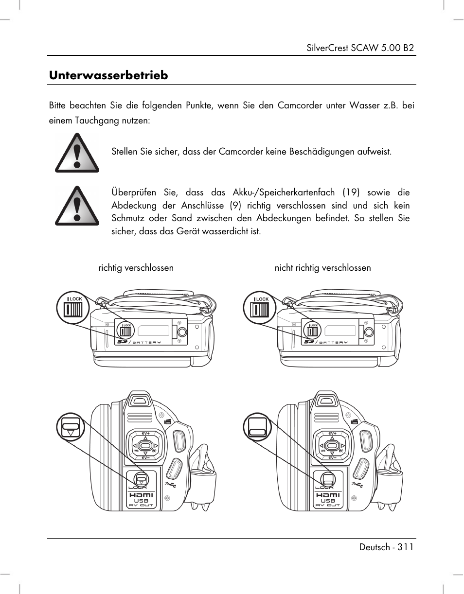 Unterwasserbetrieb | Silvercrest SCAW 5.00 B2 User Manual | Page 313 / 364