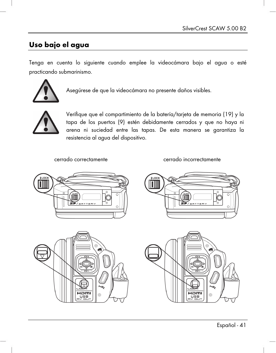 Uso bajo el agua | Silvercrest SCAW 5.00 B2 User Manual | Page 43 / 364