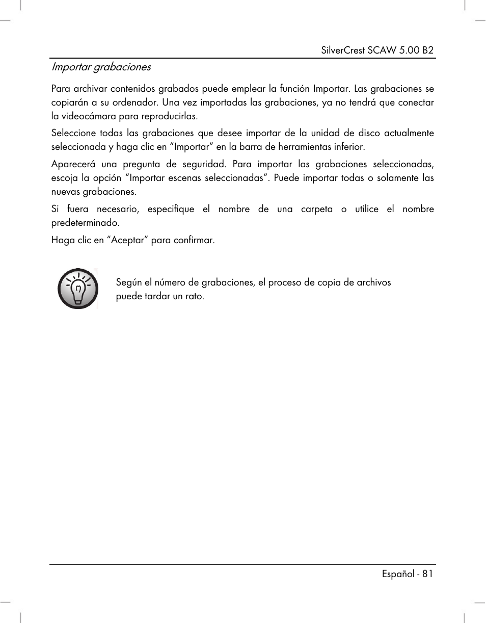 Importar grabaciones | Silvercrest SCAW 5.00 B2 User Manual | Page 83 / 364