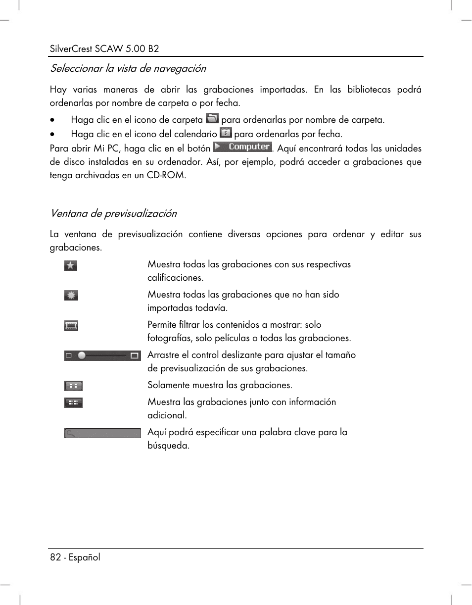 Seleccionar la vista de navegación, Ventana de previsualización | Silvercrest SCAW 5.00 B2 User Manual | Page 84 / 364