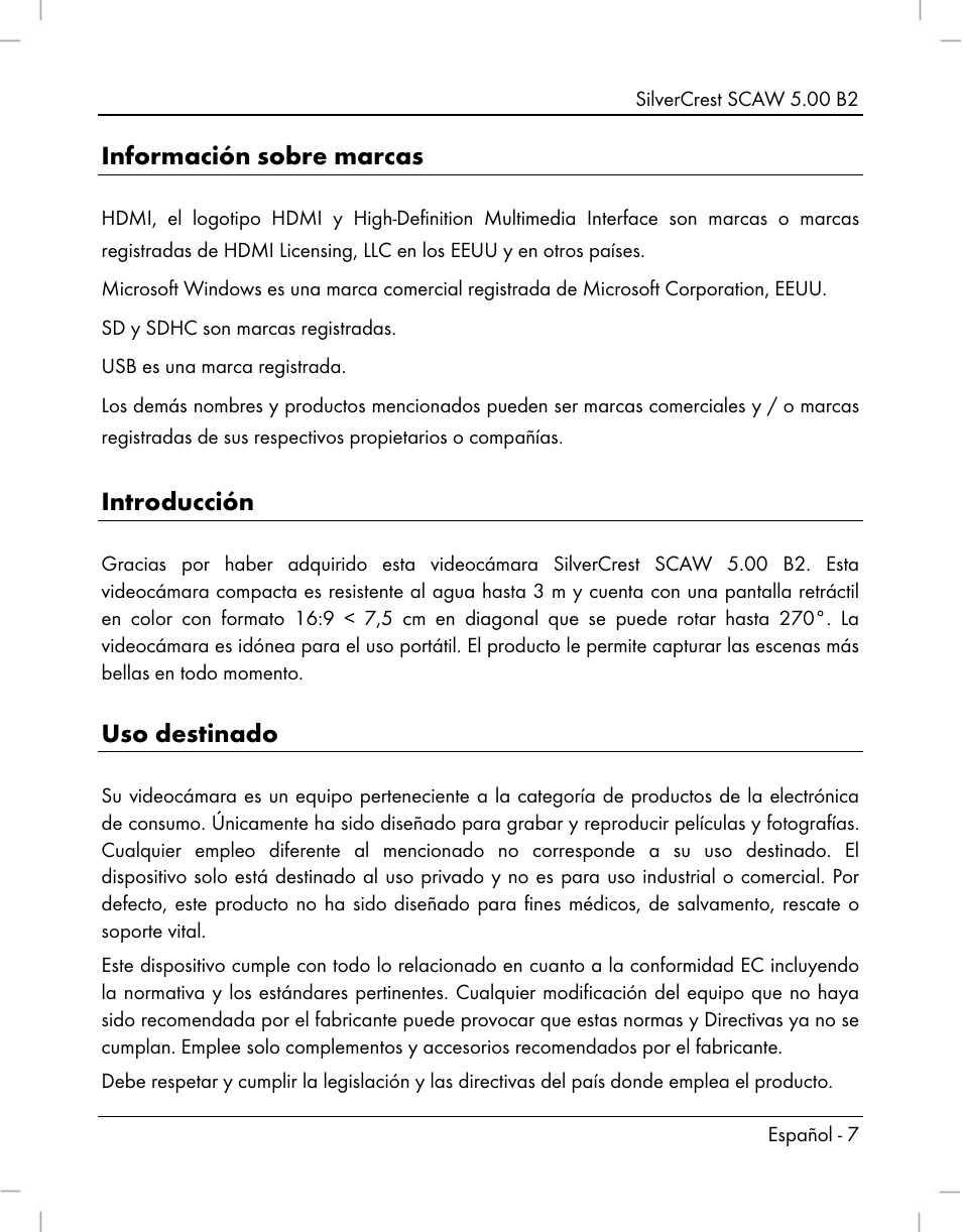 Información sobre marcas, Introducción, Uso destinado | Silvercrest SCAW 5.00 B2 User Manual | Page 9 / 364
