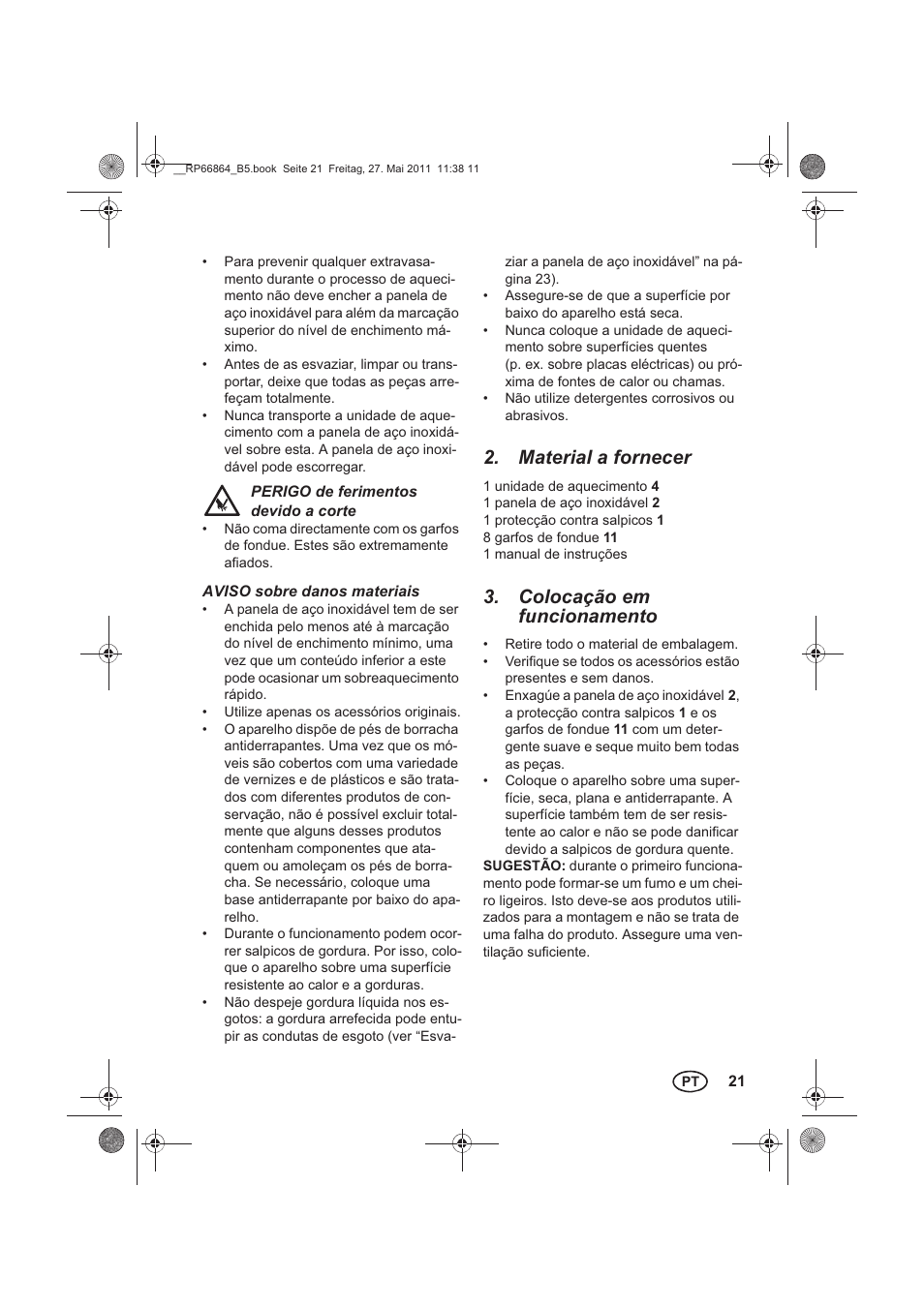 Material a fornecer, Colocação em funcionamento | Silvercrest SFE 1500 A1 User Manual | Page 23 / 46