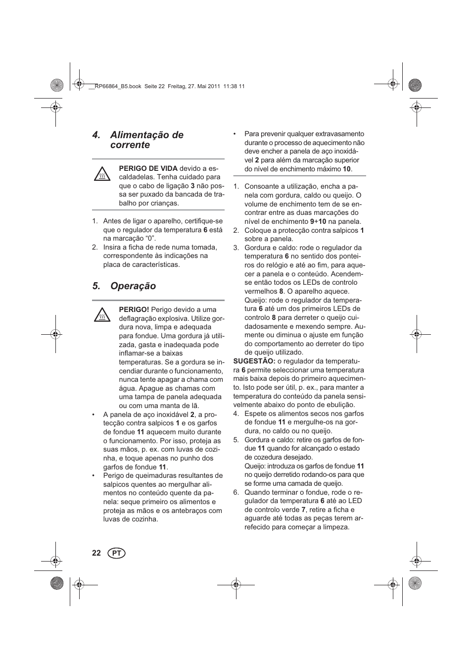 Alimentação de corrente, Operação | Silvercrest SFE 1500 A1 User Manual | Page 24 / 46