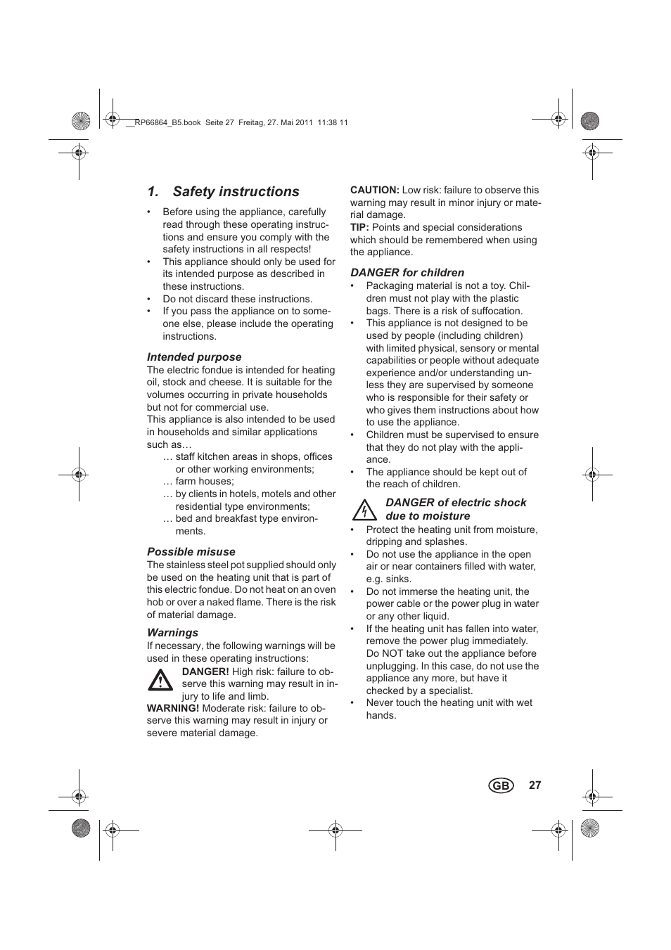 Safety instructions | Silvercrest SFE 1500 A1 User Manual | Page 29 / 46