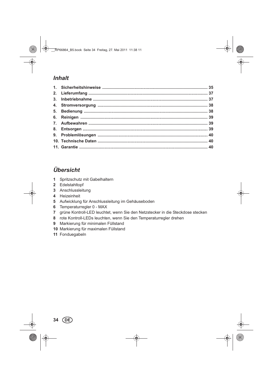 Inhalt, Übersicht | Silvercrest SFE 1500 A1 User Manual | Page 36 / 46