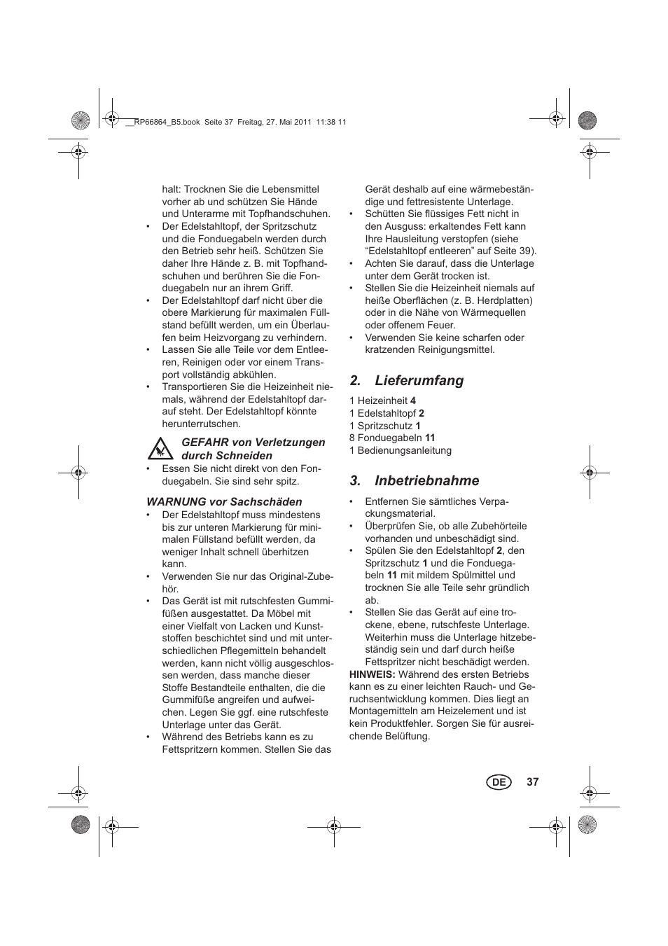 Lieferumfang, Inbetriebnahme | Silvercrest SFE 1500 A1 User Manual | Page 39 / 46