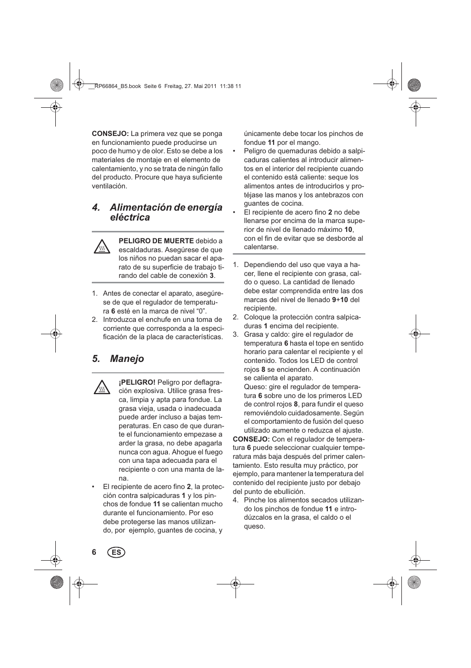 Alimentación de energía eléctrica, Manejo | Silvercrest SFE 1500 A1 User Manual | Page 8 / 46