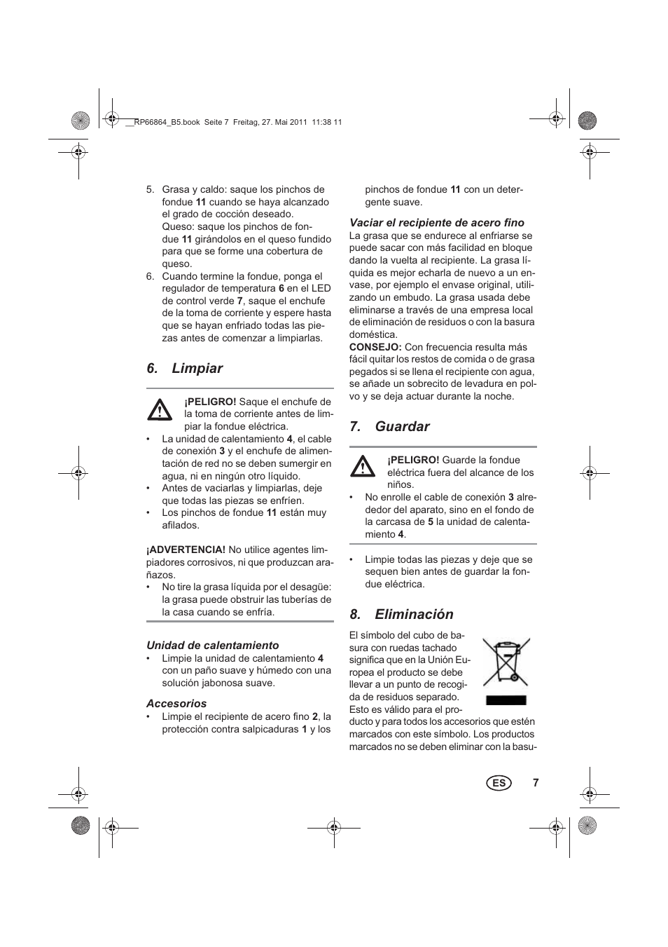 Limpiar, Guardar, Eliminación | Silvercrest SFE 1500 A1 User Manual | Page 9 / 46