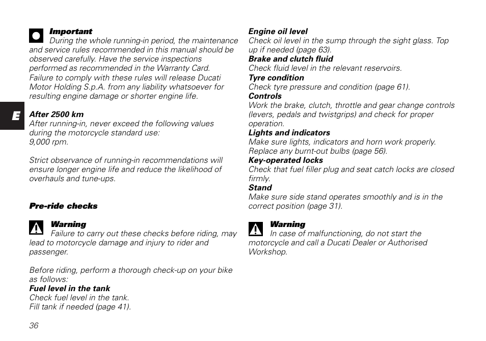 Ducati SUPERSPORT 800 User Manual | Page 36 / 86