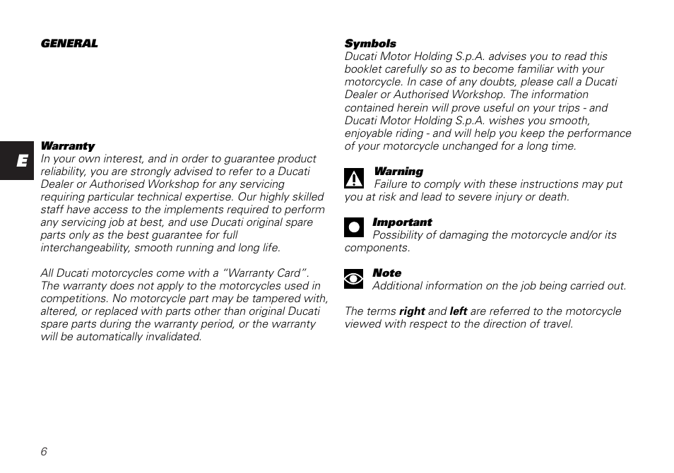 Ducati SUPERSPORT 800 User Manual | Page 6 / 86