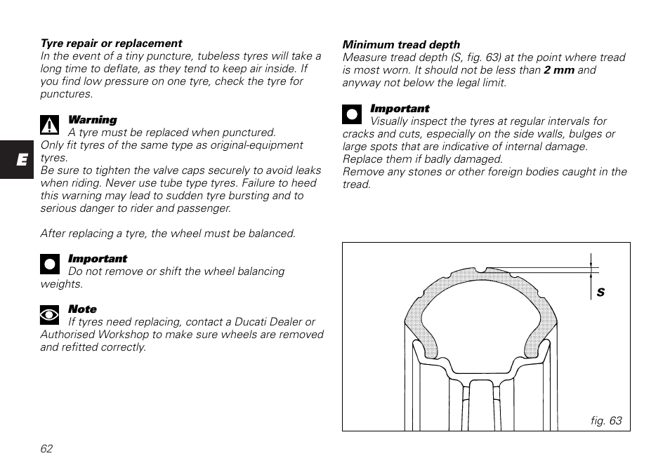 Ducati SUPERSPORT 800 User Manual | Page 62 / 86