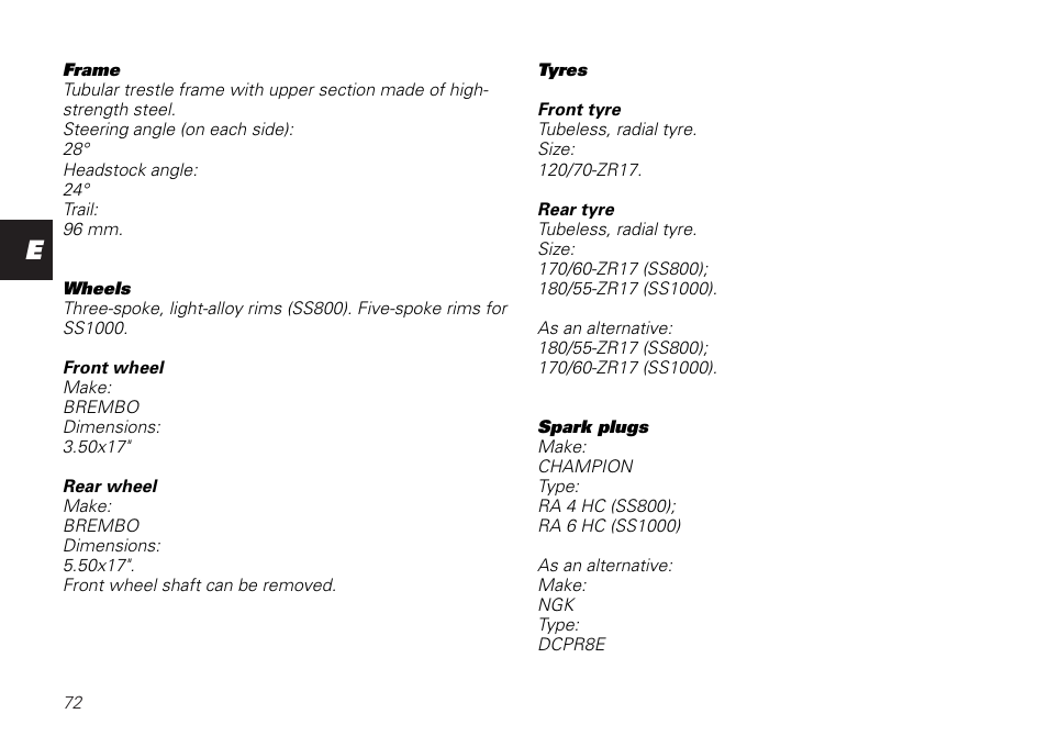 Ducati SUPERSPORT 800 User Manual | Page 72 / 86