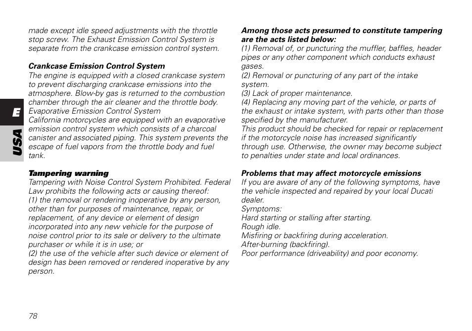 Eusa | Ducati SUPERSPORT 800 User Manual | Page 78 / 86