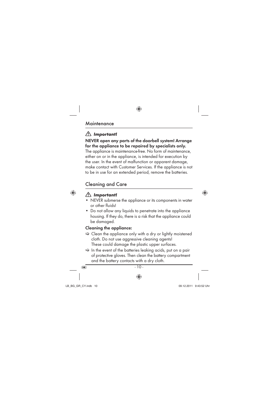 Maintenance, Cleaning and care | Silvercrest SFK 36 A1 User Manual | Page 12 / 44