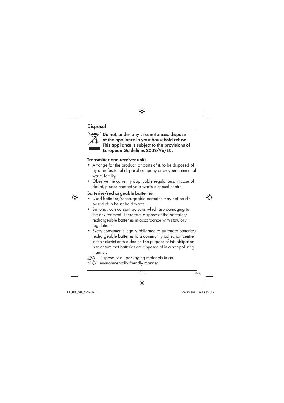 Disposal | Silvercrest SFK 36 A1 User Manual | Page 13 / 44