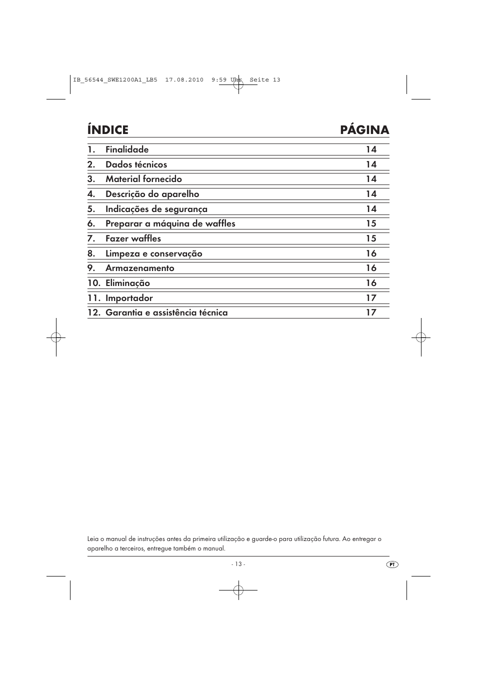Índice página | Silvercrest SWE 1200 A1 User Manual | Page 15 / 32
