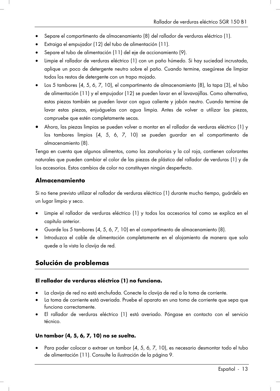 Solución de problemas | Silvercrest SGR 150 B1 User Manual | Page 15 / 88