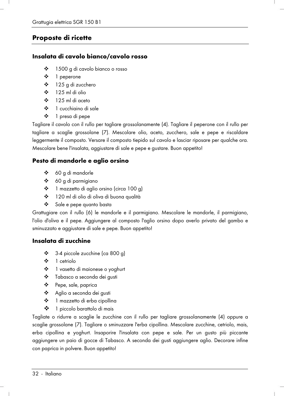 Proposte di ricette | Silvercrest SGR 150 B1 User Manual | Page 34 / 88