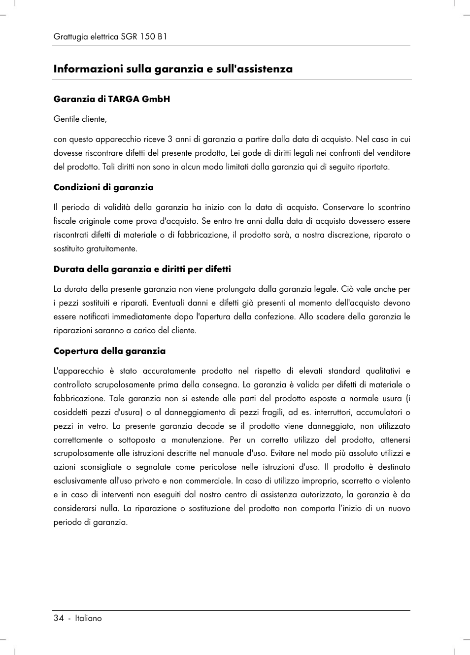 Informazioni sulla garanzia e sull'assistenza | Silvercrest SGR 150 B1 User Manual | Page 36 / 88