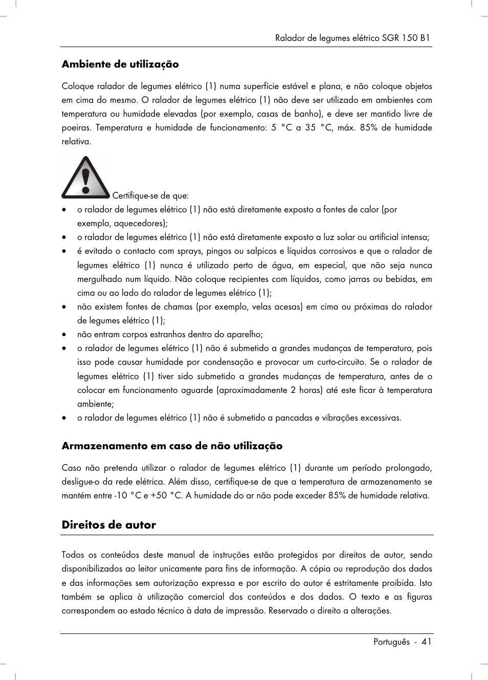 Direitos de autor | Silvercrest SGR 150 B1 User Manual | Page 43 / 88