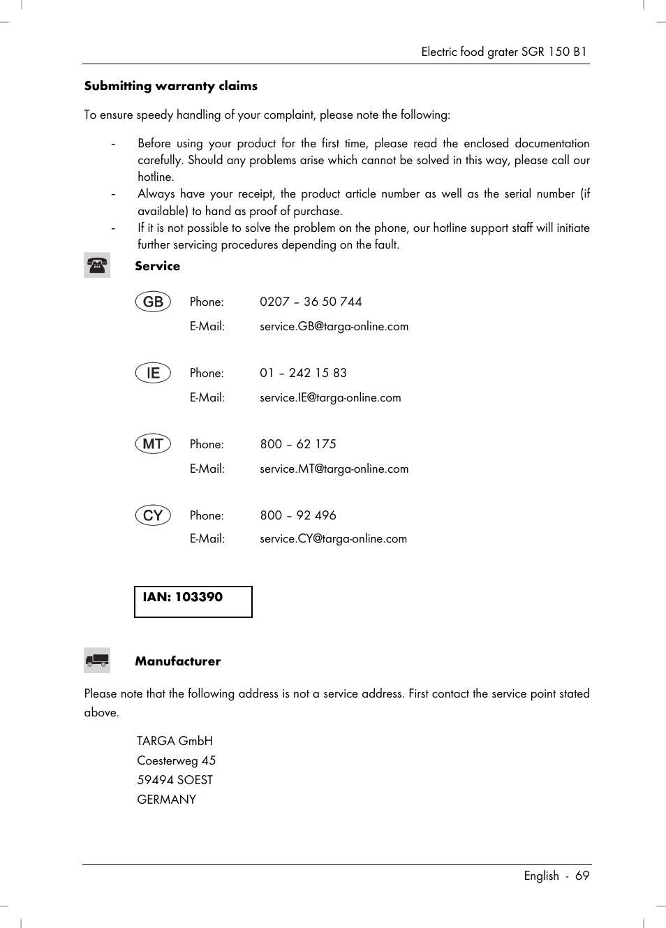 Silvercrest SGR 150 B1 User Manual | Page 71 / 88
