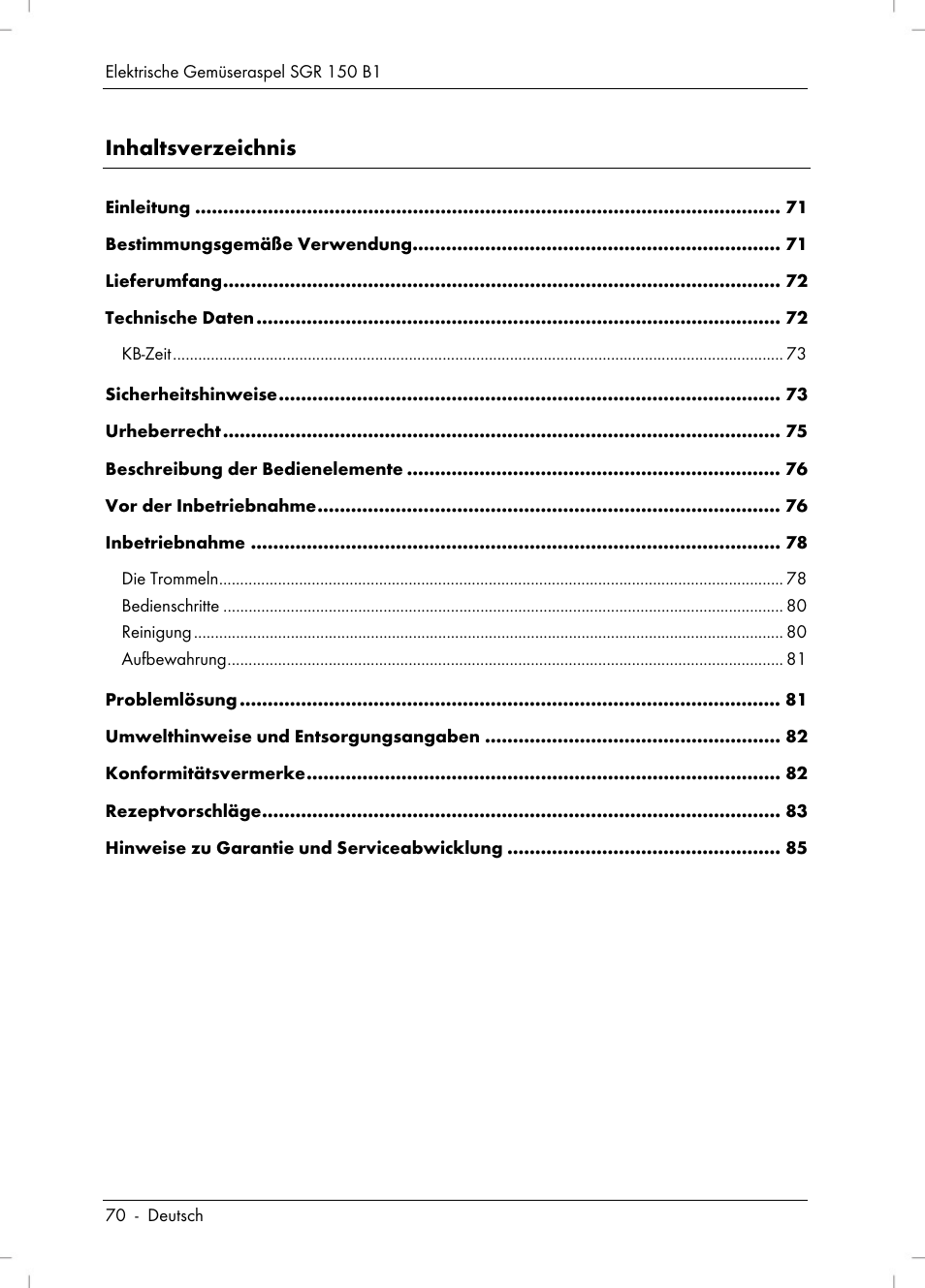 Silvercrest SGR 150 B1 User Manual | Page 72 / 88