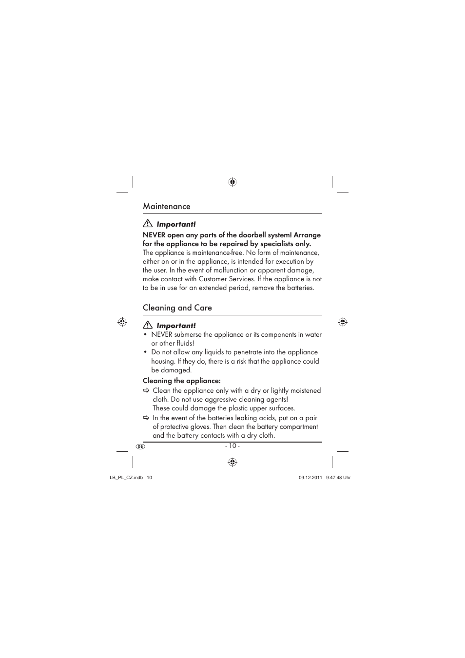 Maintenance, Cleaning and care | Silvercrest SFK 36 A1 User Manual | Page 12 / 44