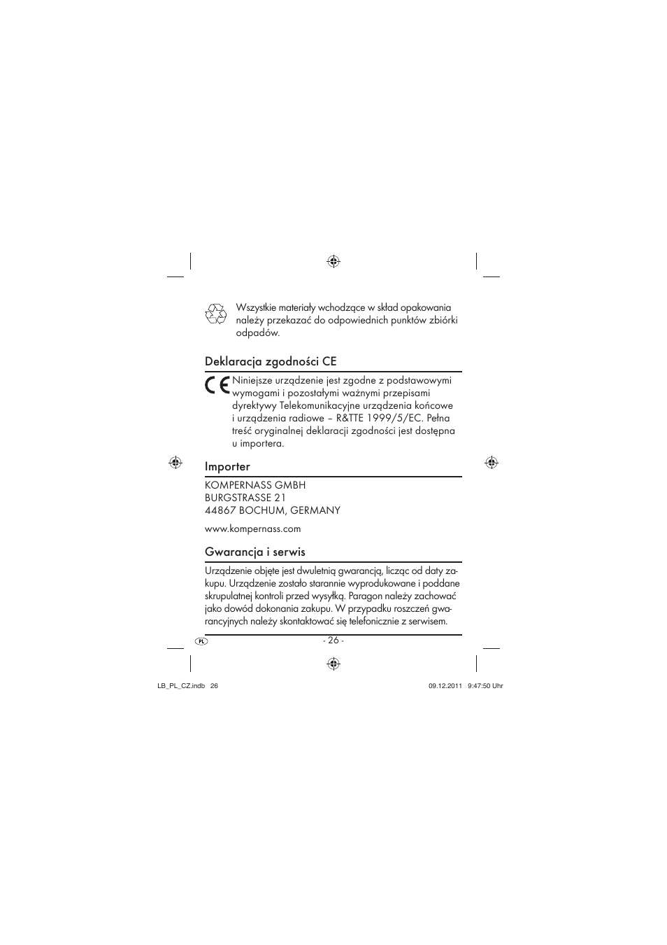 Deklaracja zgodności ce, Importer, Gwarancja i serwis | Silvercrest SFK 36 A1 User Manual | Page 28 / 44