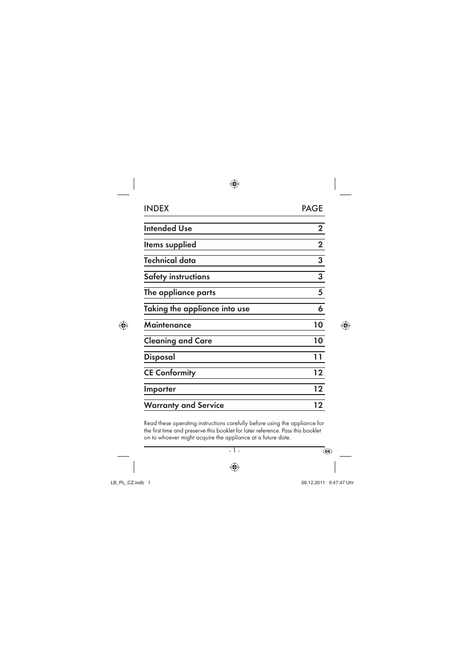 Index page | Silvercrest SFK 36 A1 User Manual | Page 3 / 44