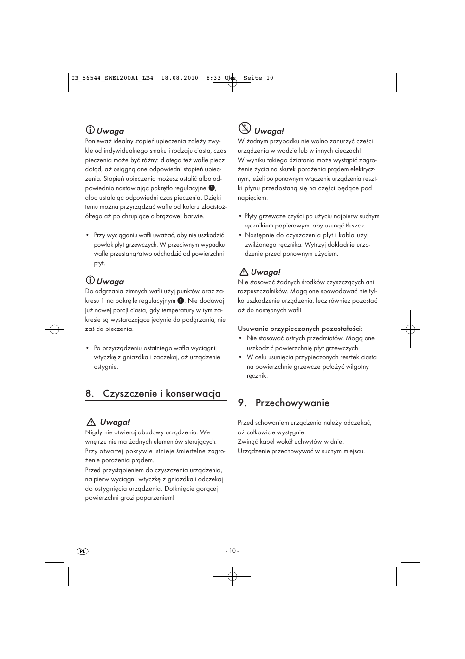 Czyszczenie i konserwacja, Przechowywanie | Silvercrest SWE 1200 A1 User Manual | Page 12 / 44